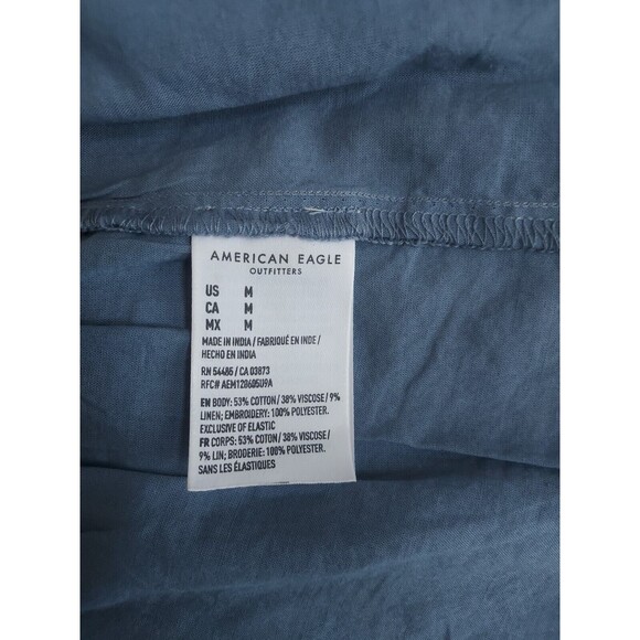 NWOT Ladies American Eagle Blue Denim Embroidered Cropped Stitch Tank Size M - Picture 5 of 9